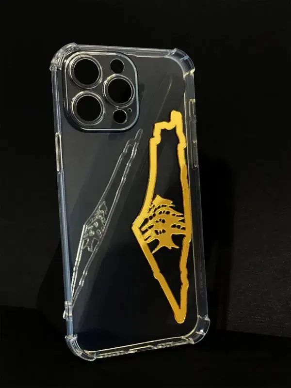 Transparent Phone Case with Golden Emblem Design